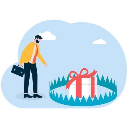 Businessman having business gift trap  Illustration