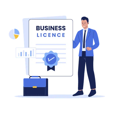 Business License Illustration Vector Flat Illustration Illustration