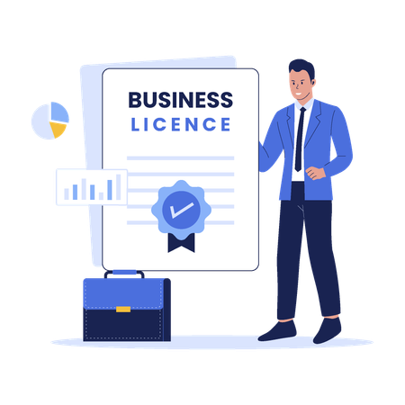 Businessman having Business license  Illustration