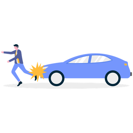 Businessman having car accident  Illustration