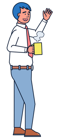 Businessman having coffee Illustration