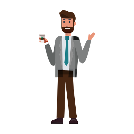 Businessman having coffee  Illustration