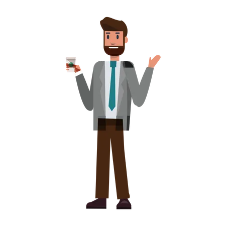 Businessman having coffee  Illustration