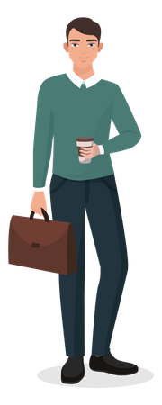 Businessman Having Coffee  Illustration