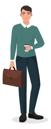 Businessman Having Coffee  Illustration