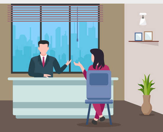 Businessman having conversation with employee Illustration