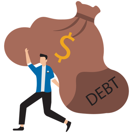 Businessman having debt burden  Illustration