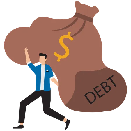 Businessman having debt burden  Illustration