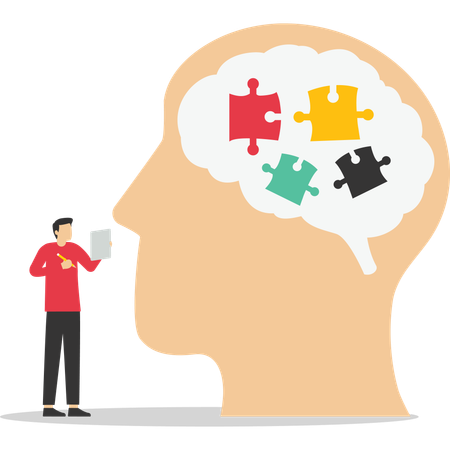 Businessman having doubts in mind  Illustration