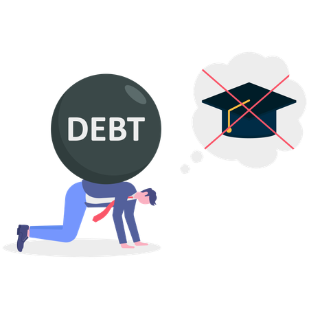 Businessman having education debt  Illustration