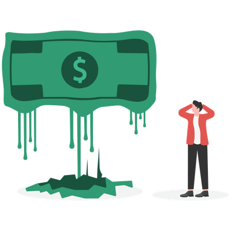 Businessman having financial crisis  Illustration