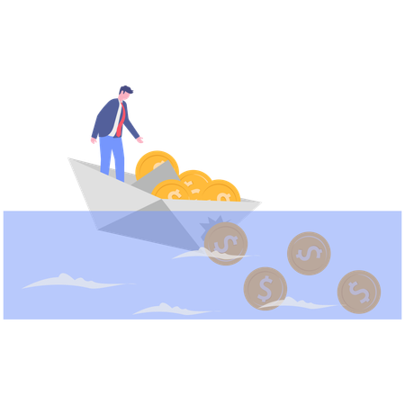 Businessman having financial crisis  Illustration
