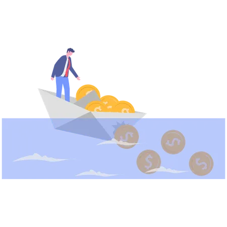 Businessman having financial crisis  Illustration