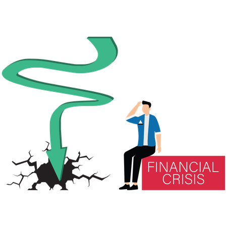 Businessman having Financial crisis  Illustration