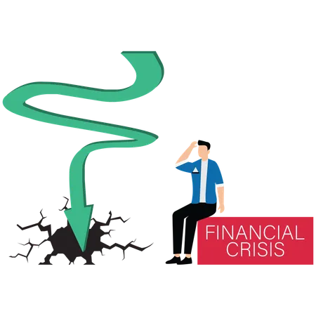 Businessman having Financial crisis  Illustration