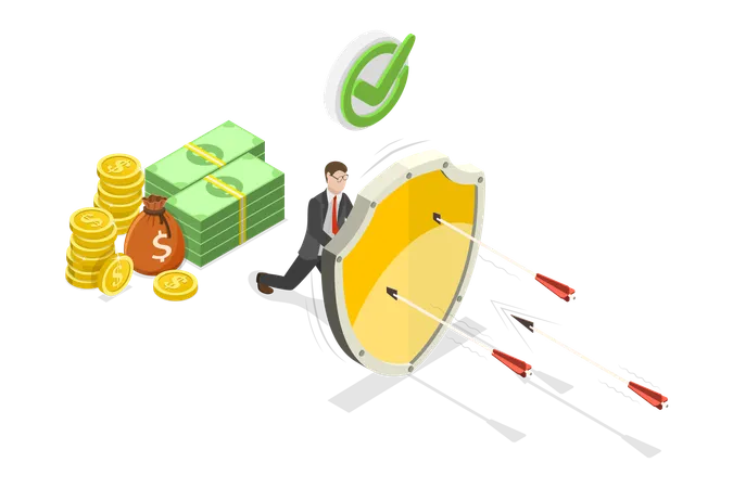 3 D Isometric Flat Vector Illustration Of Financial Security Wealth Protection Illustration