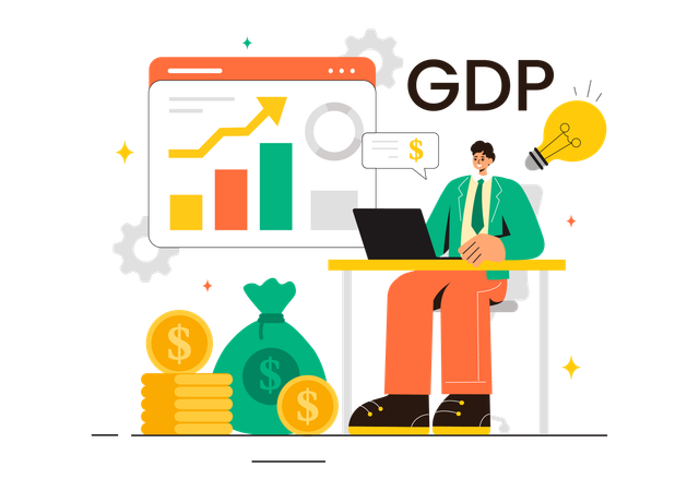 Businessman having GDP idea  Illustration