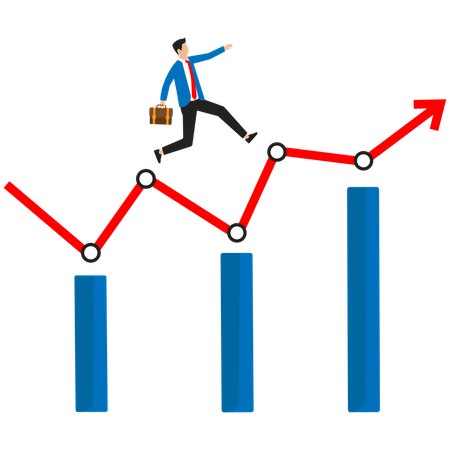 Businessman having growth in business  Illustration