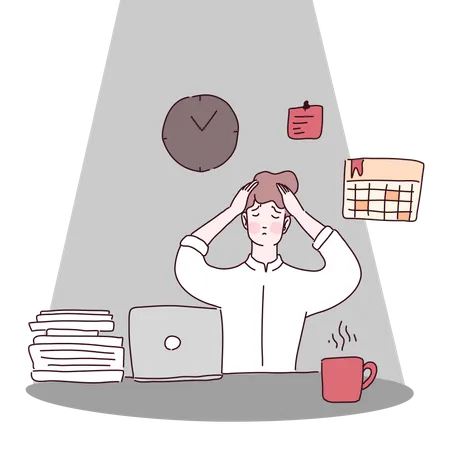 Businessman having headache by overwork Illustration