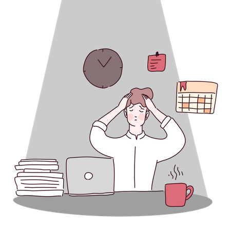 Businessman having headache by overwork  Illustration