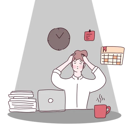 Businessman having headache by overwork  Illustration