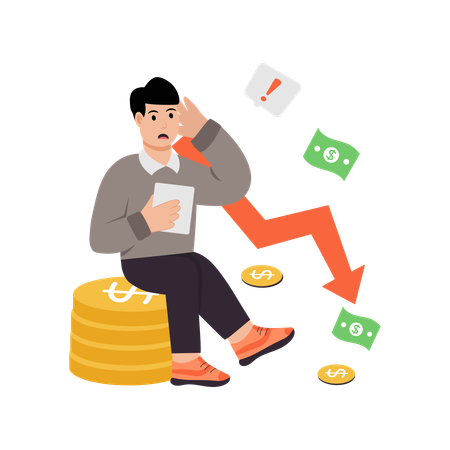 Businessman having investment loss  Illustration