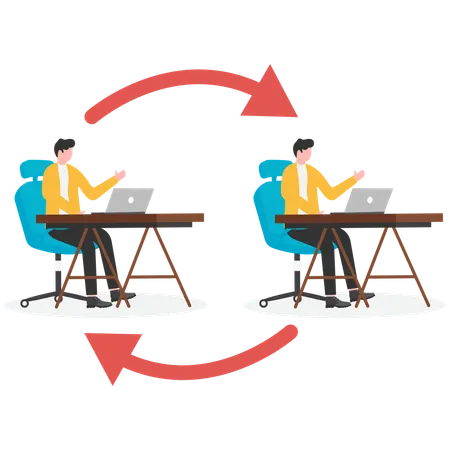 Businessman having job rotation  Illustration