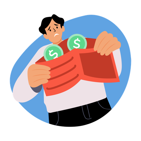 Businessman having low budget  Illustration