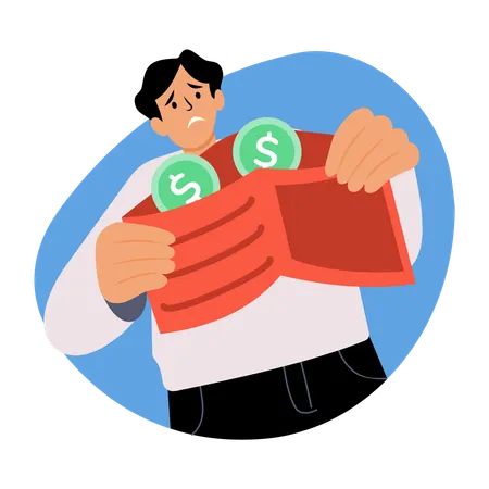 Businessman having low budget  Illustration