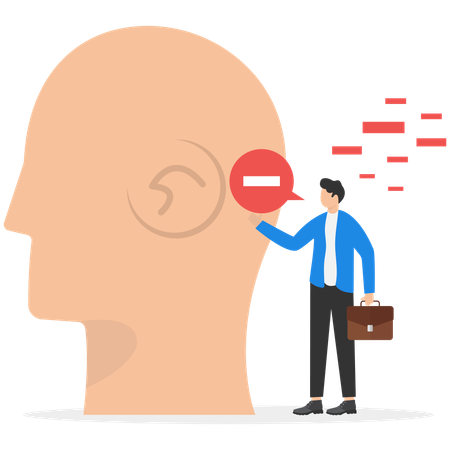 Businessman having negative thoughts  Illustration