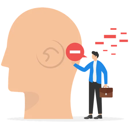 Businessman having negative thoughts  Illustration