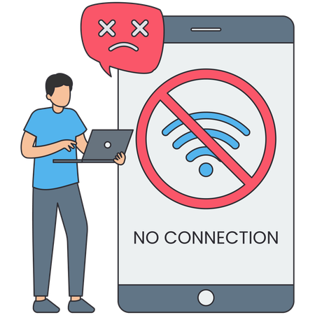 Businessman having no connection  Illustration