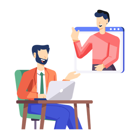 Businessman having Online Meeting  Illustration