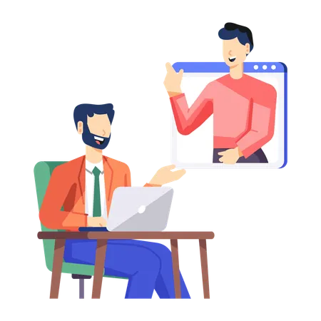 Businessman having Online Meeting  Illustration