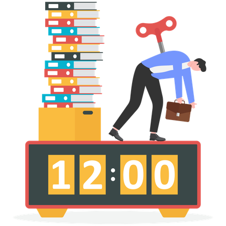 Businessman having overwork in office  Illustration