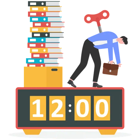 Businessman having overwork in office  Illustration