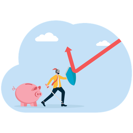 Businessman having savings insurance  Illustration