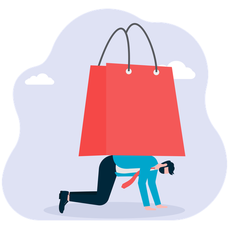 Businessman having shopping burden  Illustration