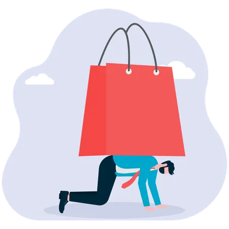Businessman having shopping burden  Illustration