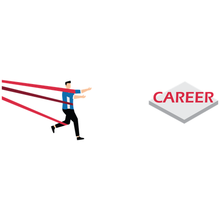 Businessman having struggle with career obstacle  Illustration