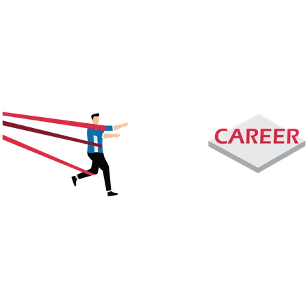 Businessman having struggle with career obstacle  Illustration