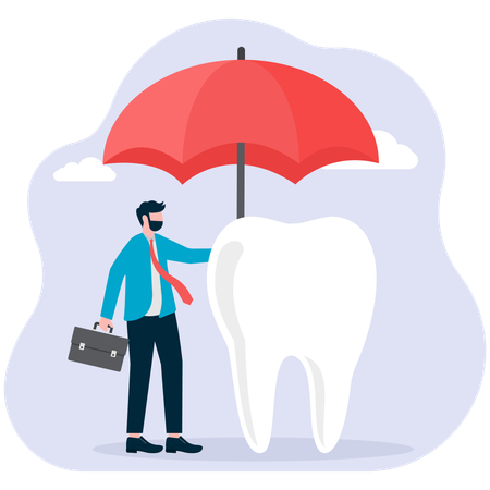 Businessman having tooth insurance  Illustration