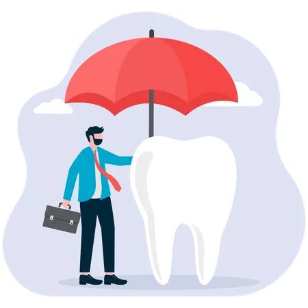 Businessman having tooth insurance  Illustration