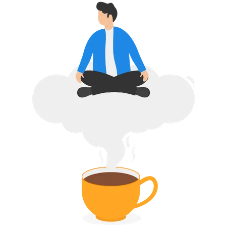 Businessman Sitting On With Laptop Relaxing In A Cup Of Coffee Coffee Break Concept Illustration