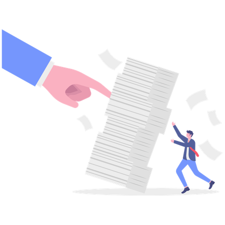 Businessman having work load in office  Illustration