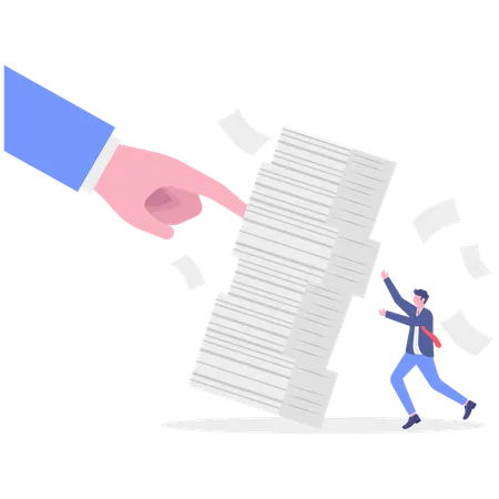 Businessman having work load in office  Illustration