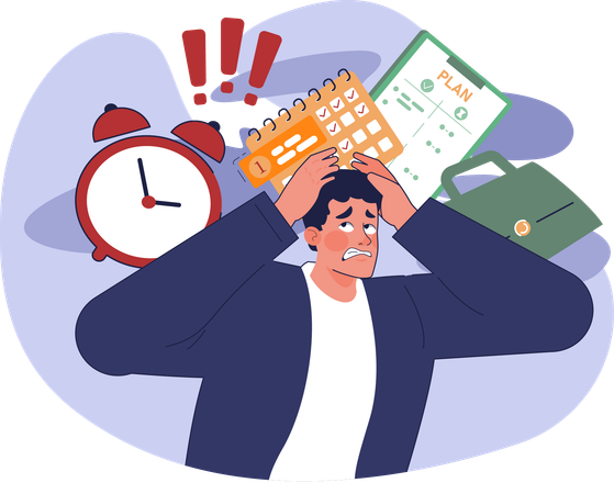 Businessman having work stress  Illustration