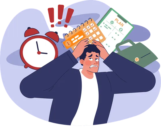 Businessman having work stress  Illustration