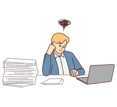 Businessman having workload Illustration