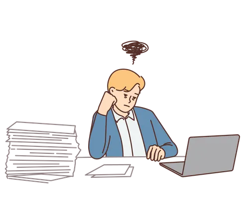 Businessman having workload  Illustration